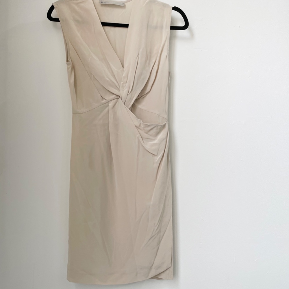 All Saints SELMA 100% silk dress in dusty pink/cream color stunning size US 4